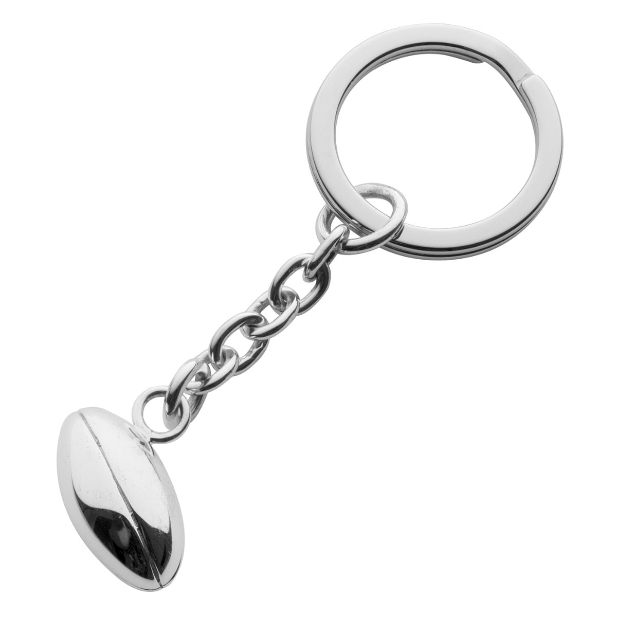 Silver Rugby Ball Keyring