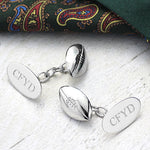 Silver Rugby Ball Cufflinks - hersey-and-son