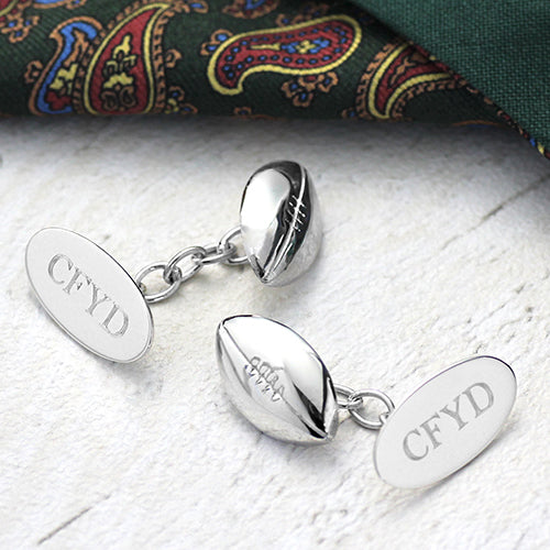 Silver Rugby Ball Cufflinks - hersey-and-son