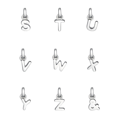 Mini silver letter charms