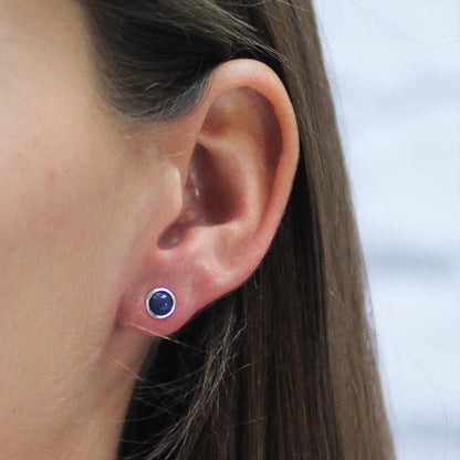 Sapphire Birthstone Silver Stud Earrings- September