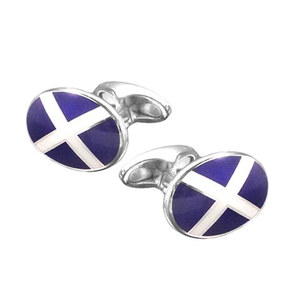 Silver scottish flag cufflinks