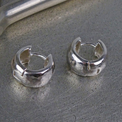 Hammered Huggie Earrings Silver
