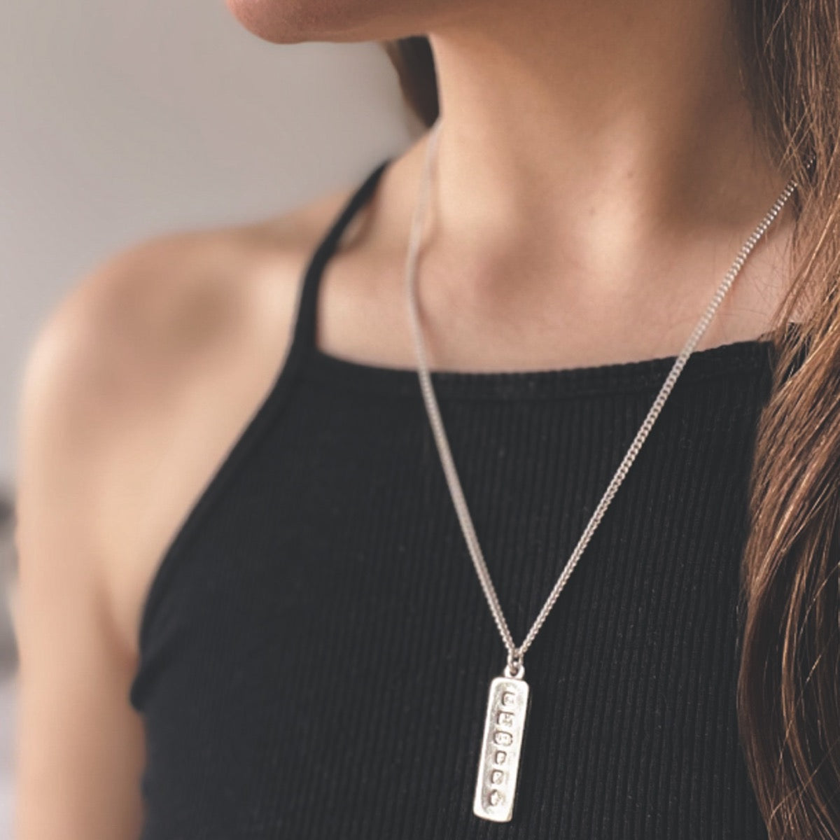 Sterling Silver Coronation Hallmark Ingot Necklace - hersey-and-son