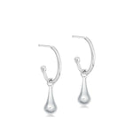 Silver Droplet Hoop Earrings - hersey-and-son