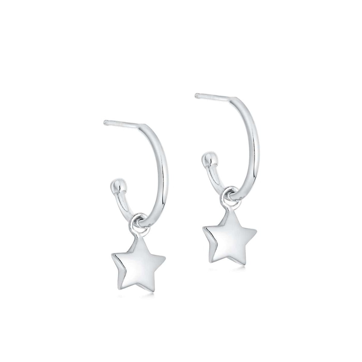 Silver star hoop earrings 