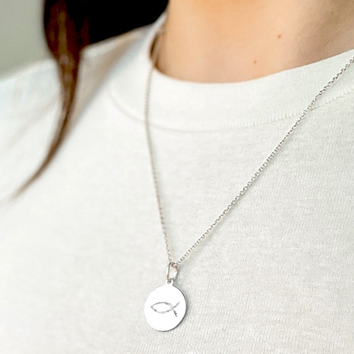 Silver Ichthys Fish Necklace - hersey-and-son