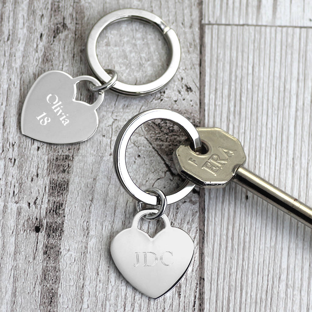 Silver Personalised Heart Keyring - hersey-and-son
