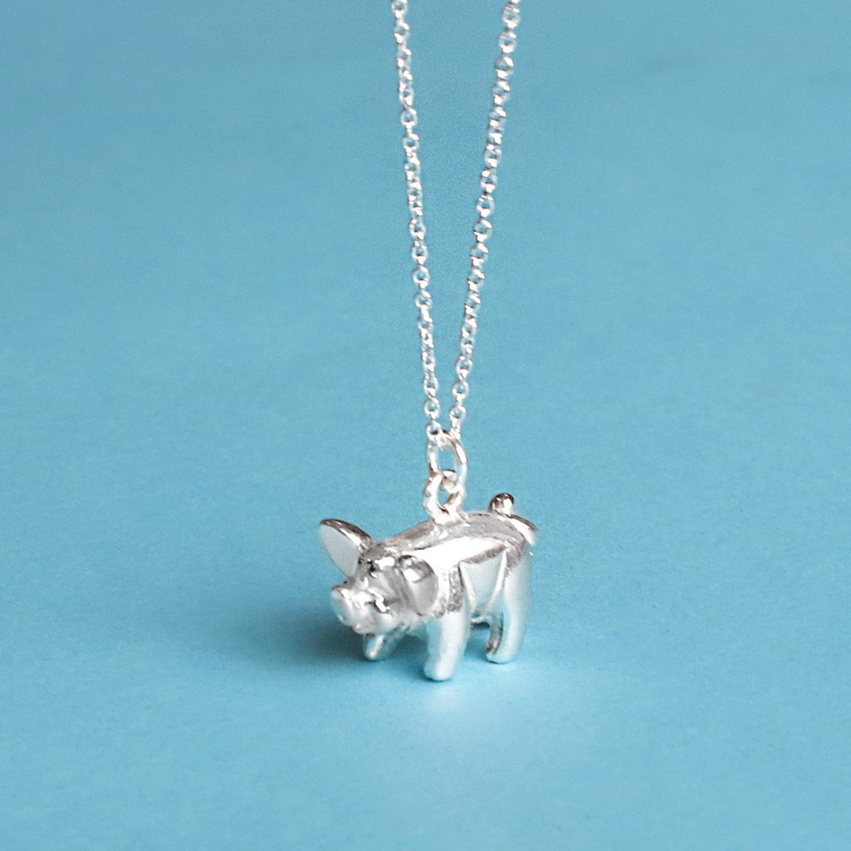 Sterling Silver Pig Necklace - hersey-and-son