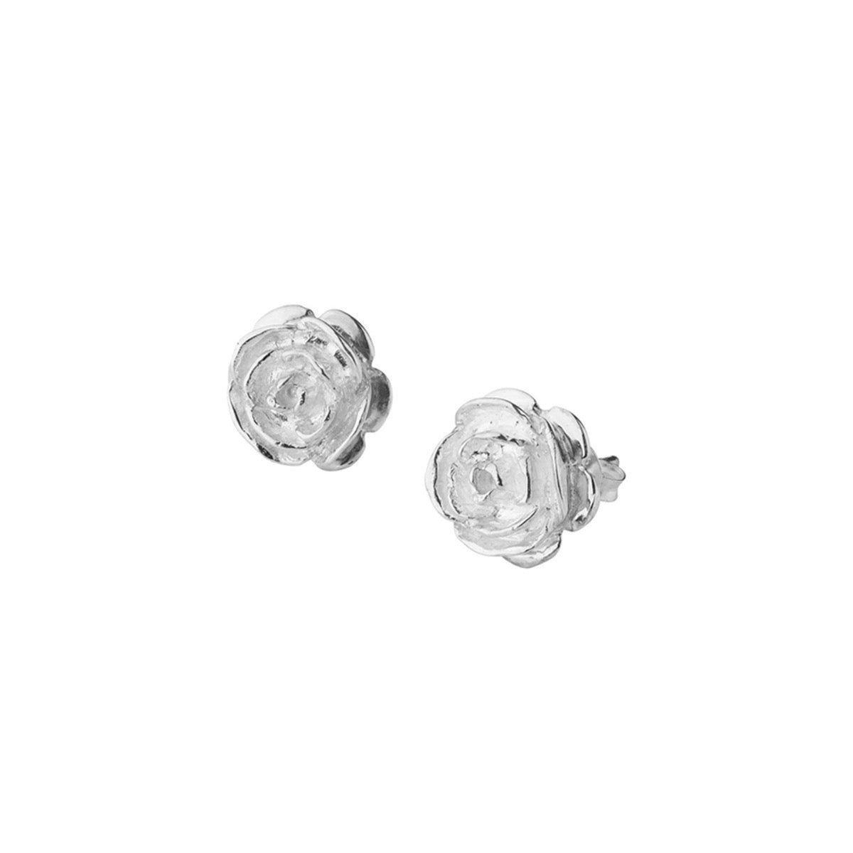 Silver rose stud earrings