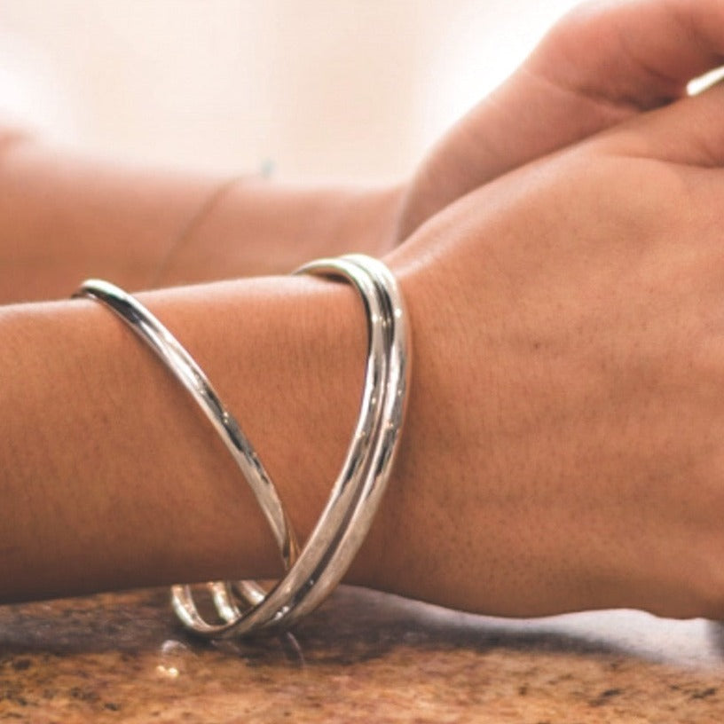 Russian Bracelet - Three Interlocking Silver Bangles - hersey-and-son