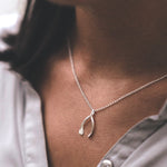 Sterling Silver Wishbone Charm Pendant - hersey-and-son