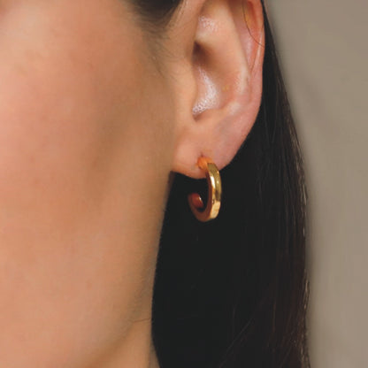 Gold Plated Square Section Open Hoop Earrings