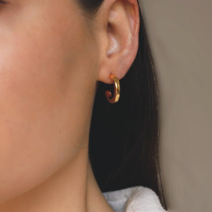 Gold Plated Square Section Open Hoop Earrings