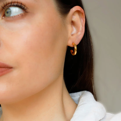 Gold Plated Square Section Open Hoop Earrings