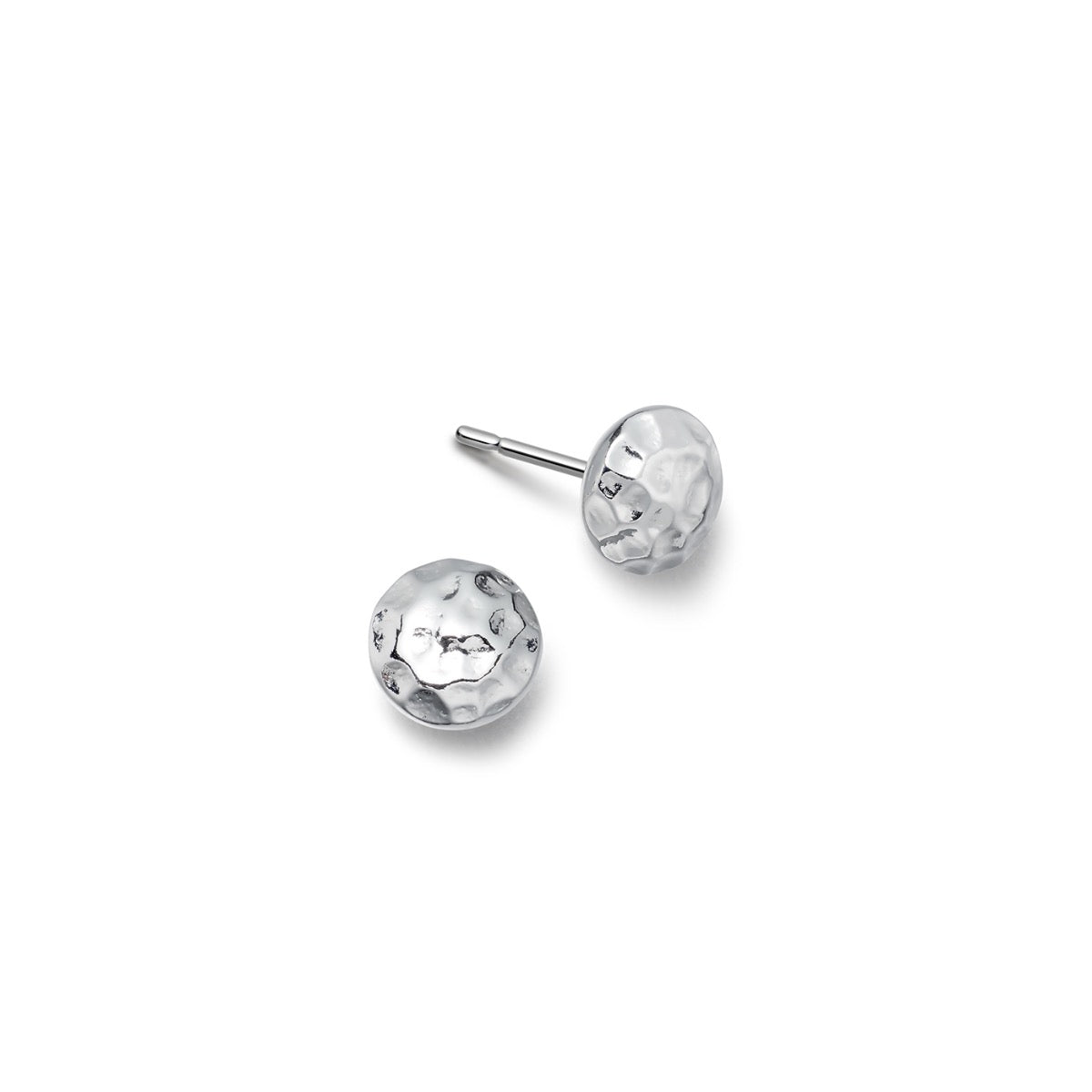 silver hammered round earrings
