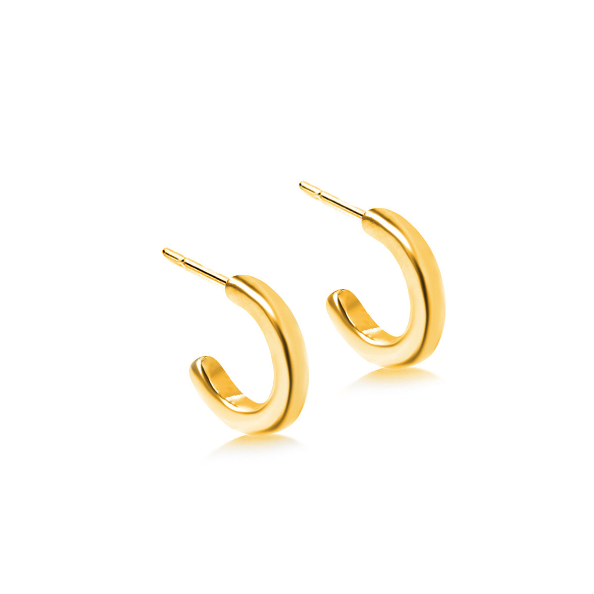 Gold Plated Square Section Open Hoop Earrings