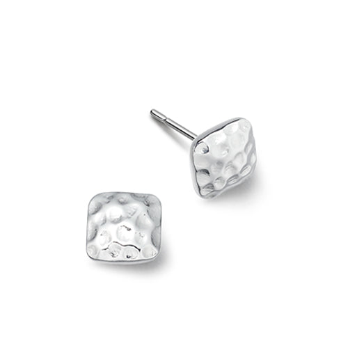 Small square hammered earrings