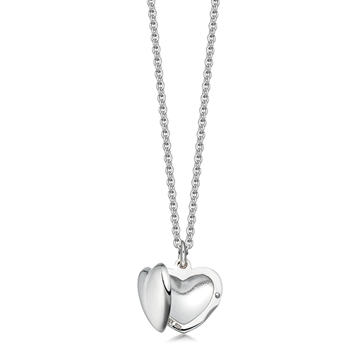 small silver heart locket on chain