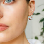 Silver Square Section Open Hoop Earrings - hersey-and-son
