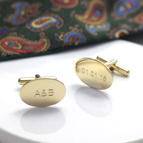 Solid Gold Oval Hinged Cufflinks