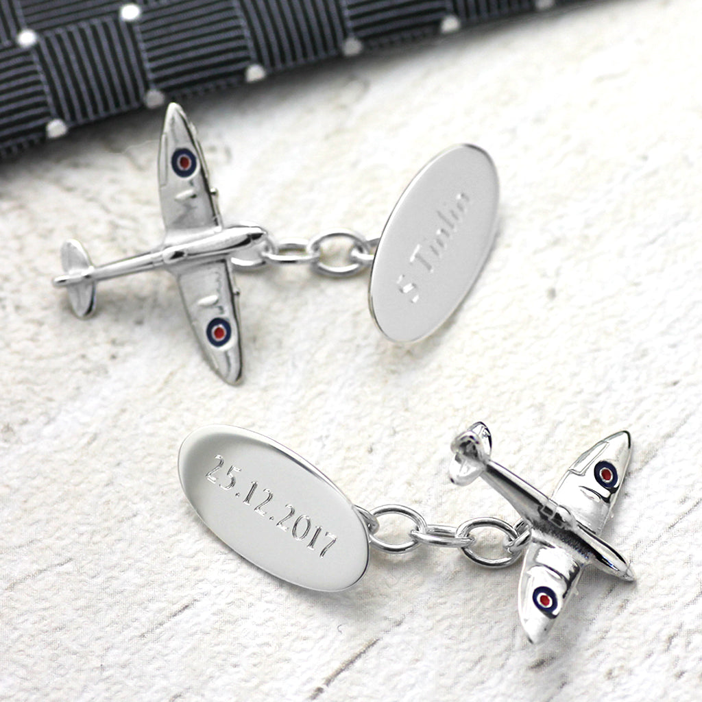 Silver Spitfire Cufflinks - hersey-and-son