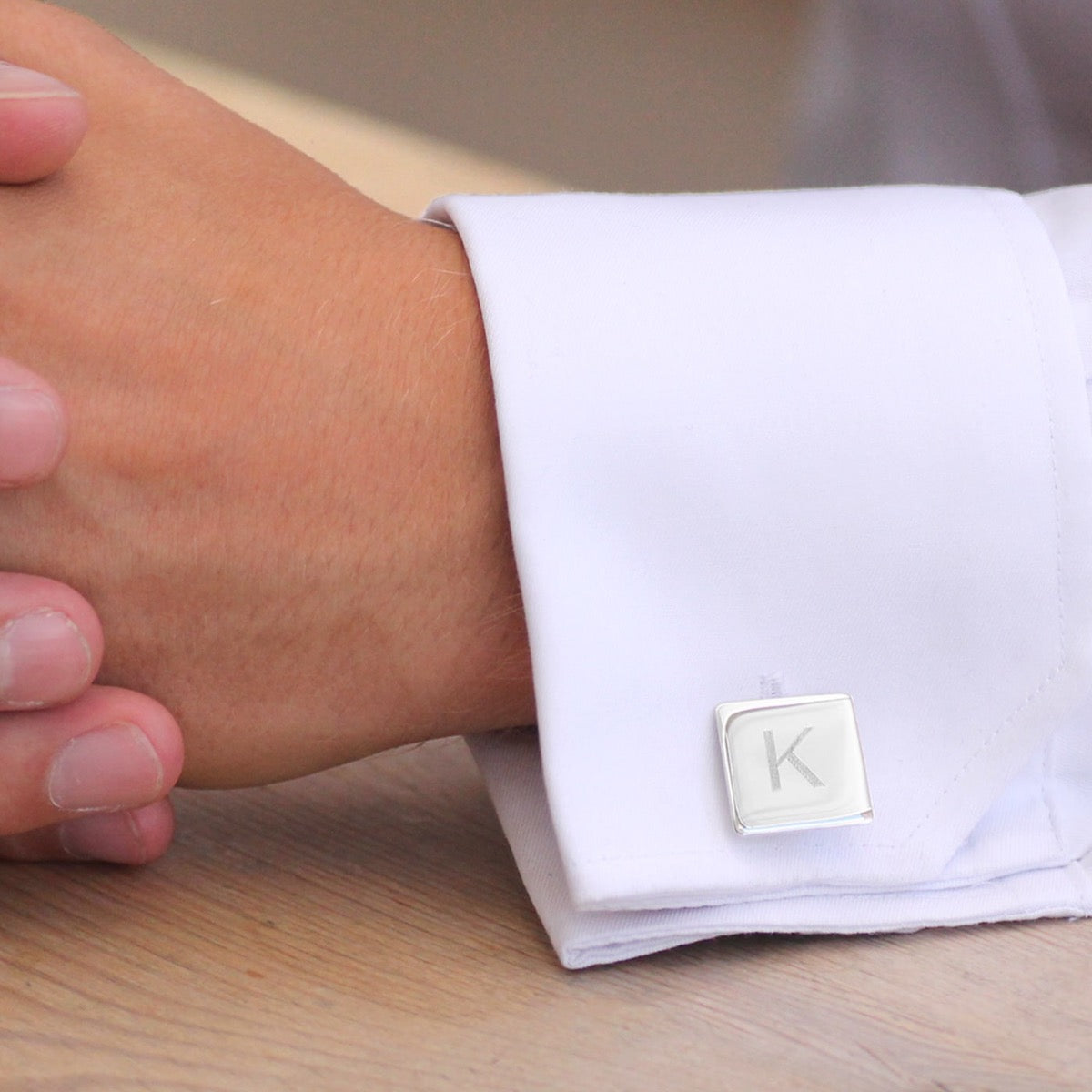 Square secret message cufflinks engraved