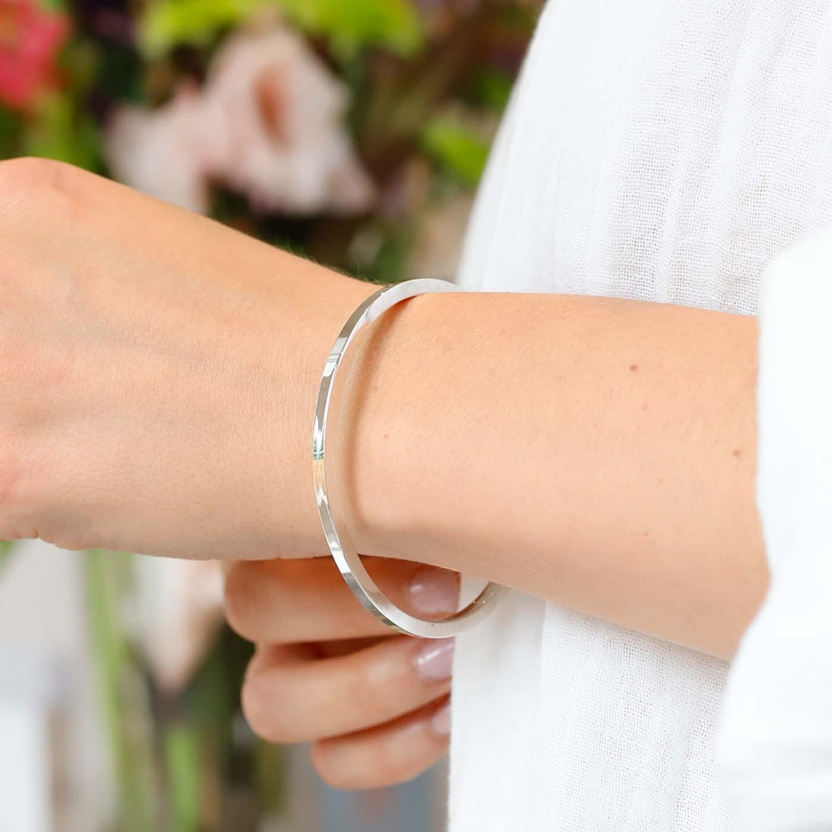 3.2mm Square Section Silver Bangle