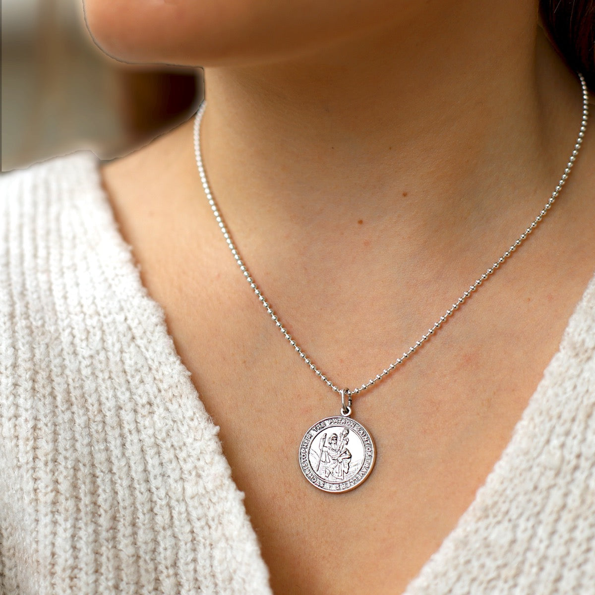 Chunky Round St Christopher Pendant