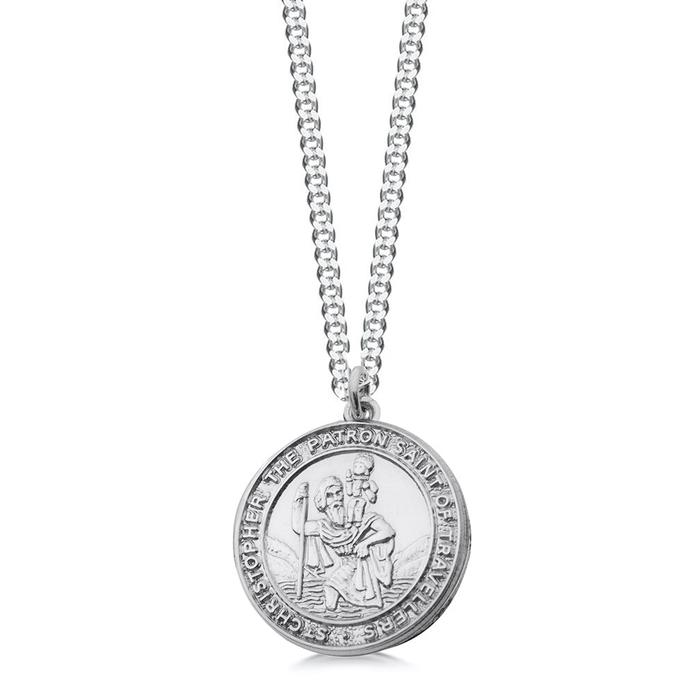 Silver chunky st christopher necklace for men 