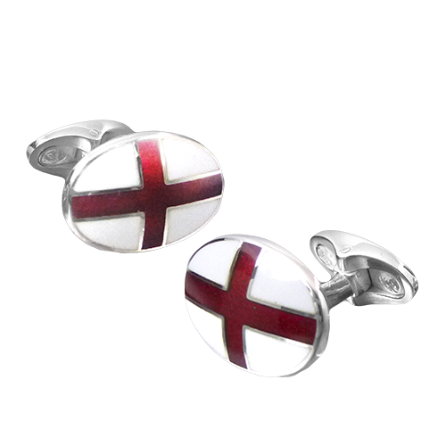 Silver St Georges Cross Vitreous enamel cufflinks