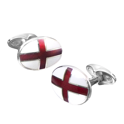 Silver St Georges Cross Vitreous enamel cufflinks