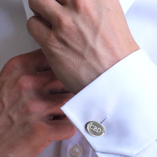 Silver standard oval cufflinks
