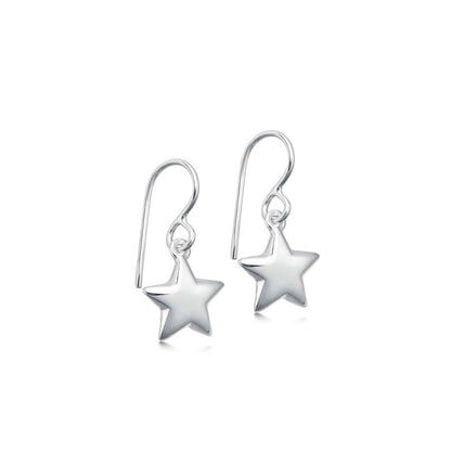 Silver star drop earrings