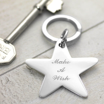 Silver star keyring engraved