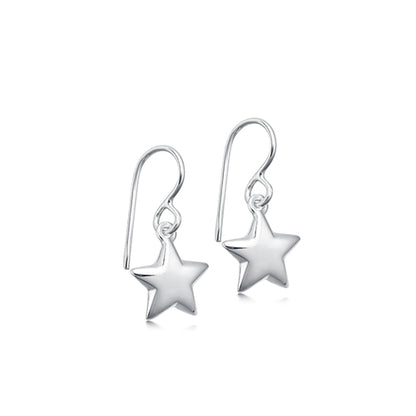 Silver star drop earrings