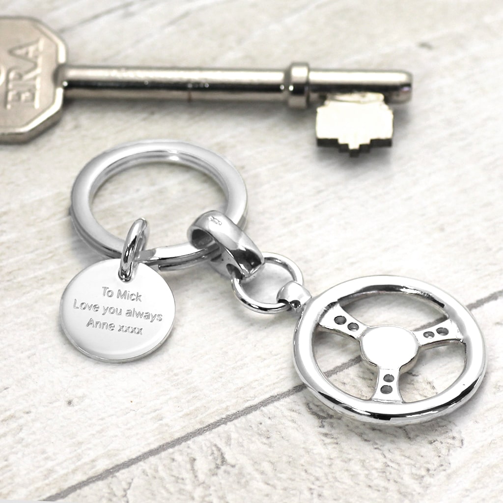 Silver Keyring - Steering Wheel - hersey-and-son