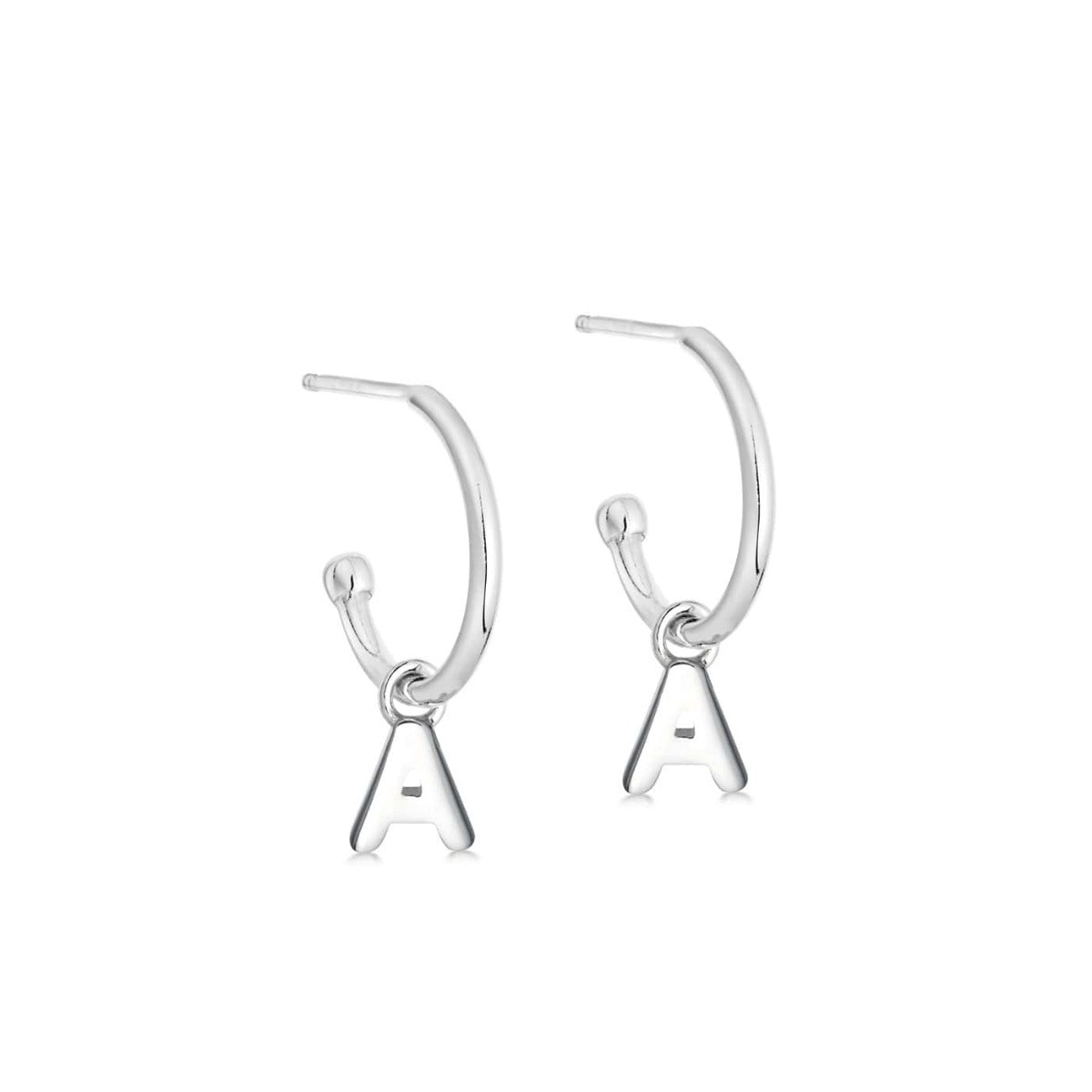Silver Initial Hoop Earrings - hersey-and-son