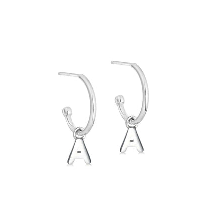 Silver Initial Hoop Earrings
