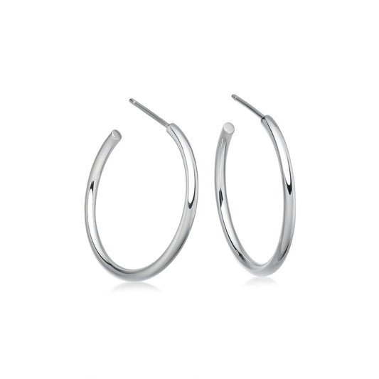 Silver Hoop Earrings -30mm