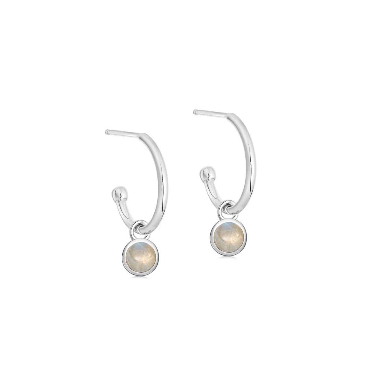 Silver Birthstone Hoop Earrings