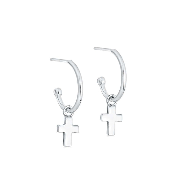 Silver Cross Hoop Earrings Hersey Son Silversmiths