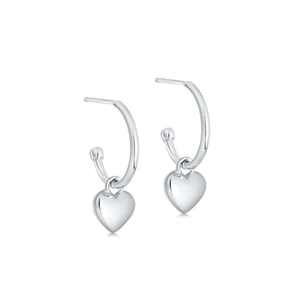 Silver Heart Hoop Earrings