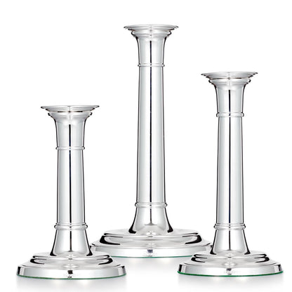 Silver straight column candlesticks