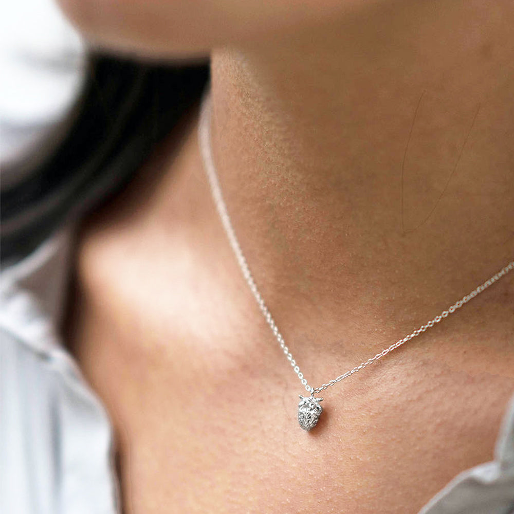 Sterling Silver Strawberry Pendant - hersey-and-son