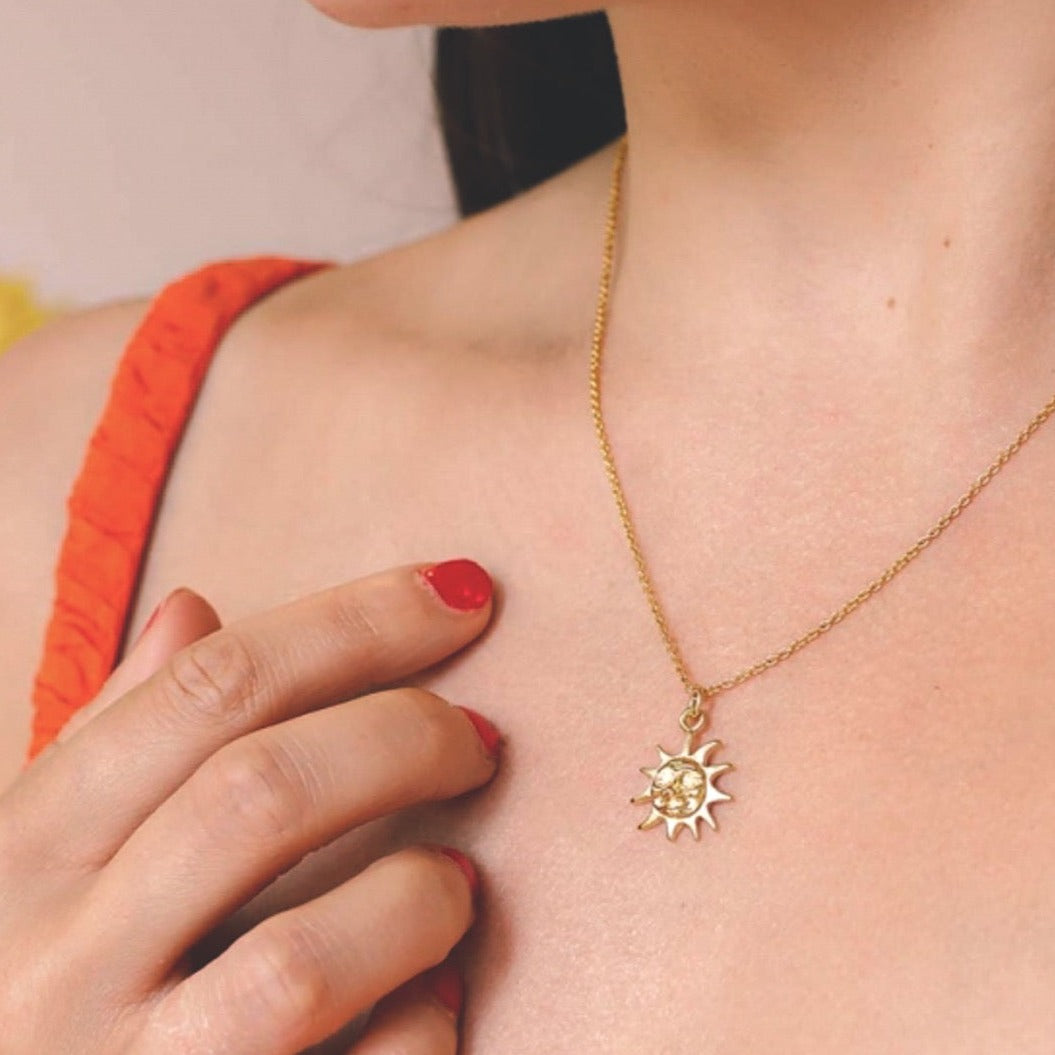 18ct Gold plated and Silver Sun Necklace - hersey-and-son