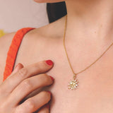 18ct Gold plated and Silver Sun Necklace - hersey-and-son