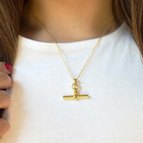 18ct Gold plated T-Bar Necklace - hersey-and-son