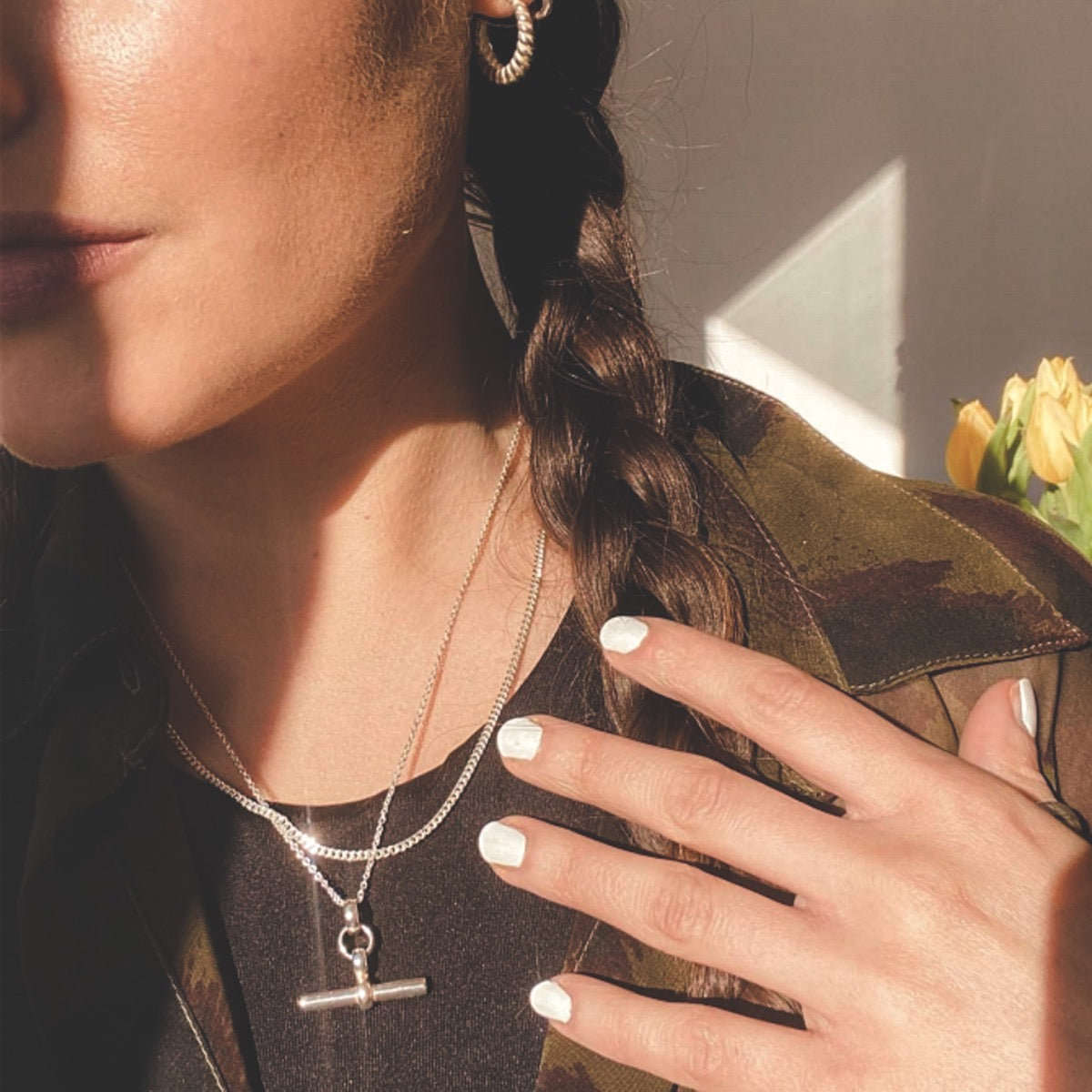 Silver coffee bean necklace 