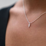 Mini Silver Letter "T" Initial Necklace - hersey-and-son